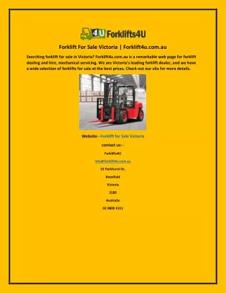 Forklift For Sale Victoria