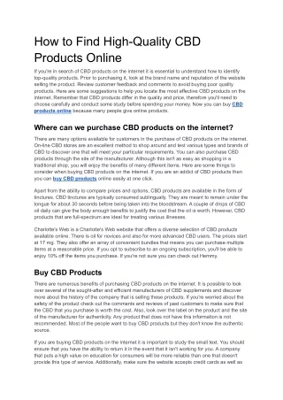 How to Find High-Quality CBD Products Online