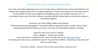 HP Printer Offline- How To Get My HP