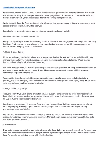 Jual Keranda Mayat Bondowoso Telp 0812-9869-9940