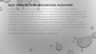 easy steps to reset quickbooks password