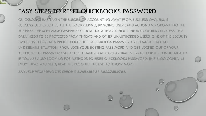 easy steps to reset quickbooks password