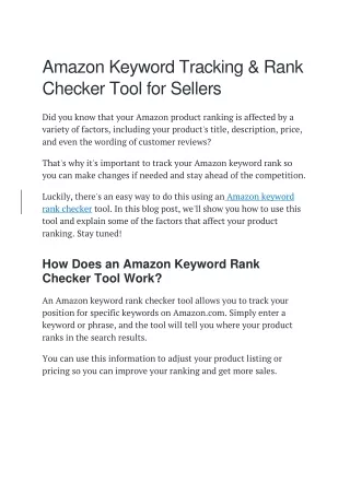 amazon keyword tracking rank checker tool