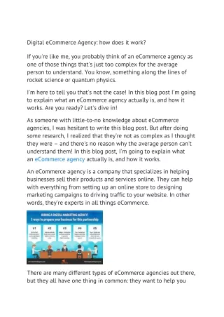 digital ecommerce agency how does it work