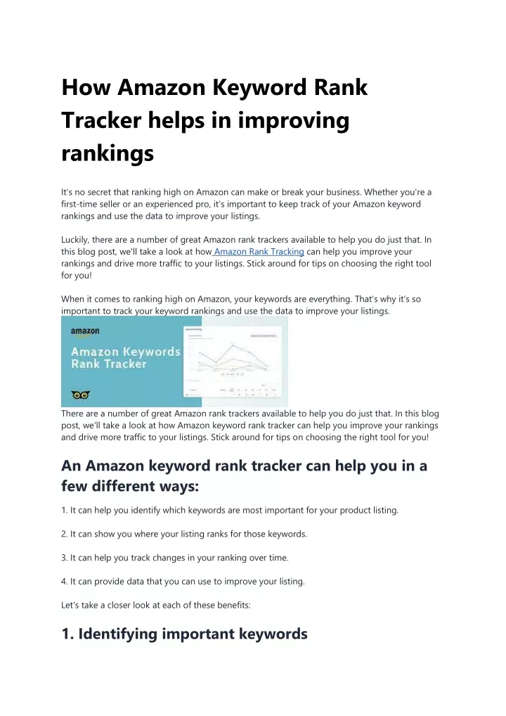 how amazon keyword rank tracker helps