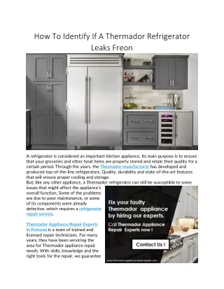 How To Identify If A Thermador Refrigerator Leaks Freon