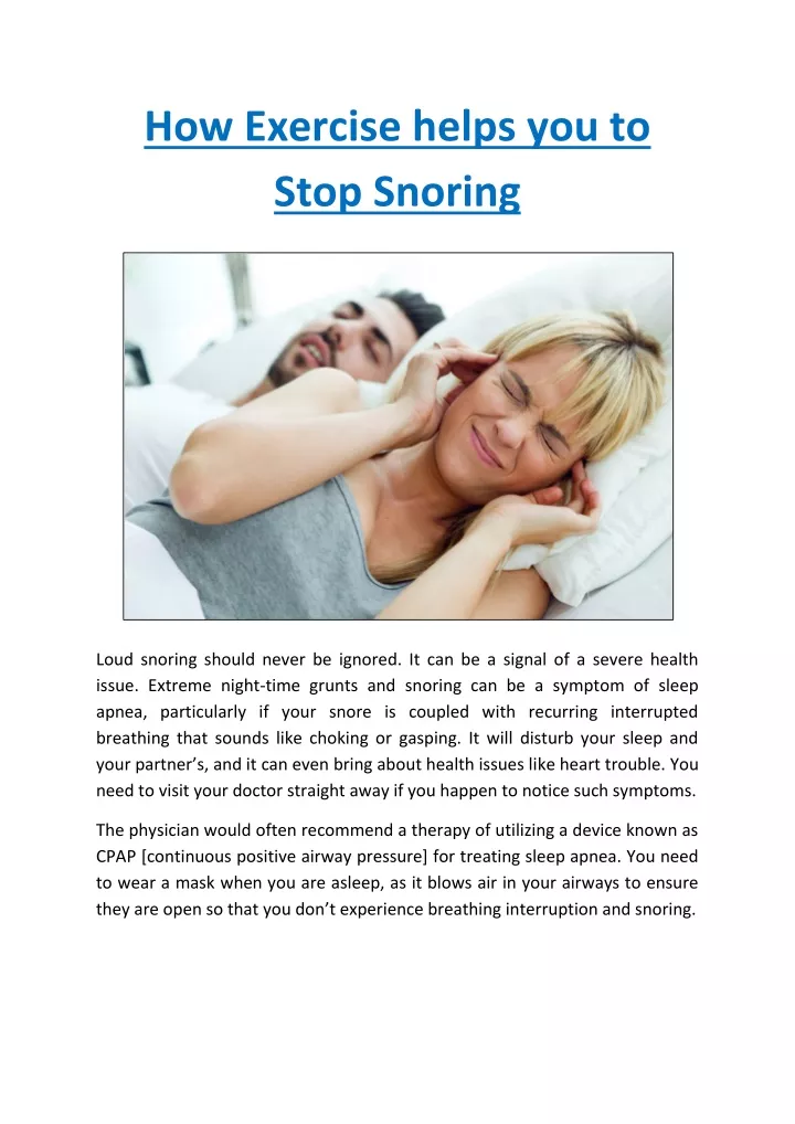 how exercise helps you to stop snoring