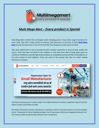 Multi Mega Mart – Every product is Special