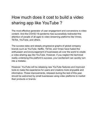 how much does it cost to build a video sharing