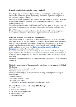is an advanced digital marketing course required