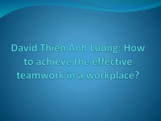 david thien anh luong how to achieve the effective teamwork in a workplace