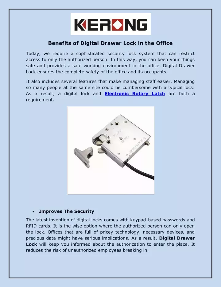 benefits of digital drawer lock in the office