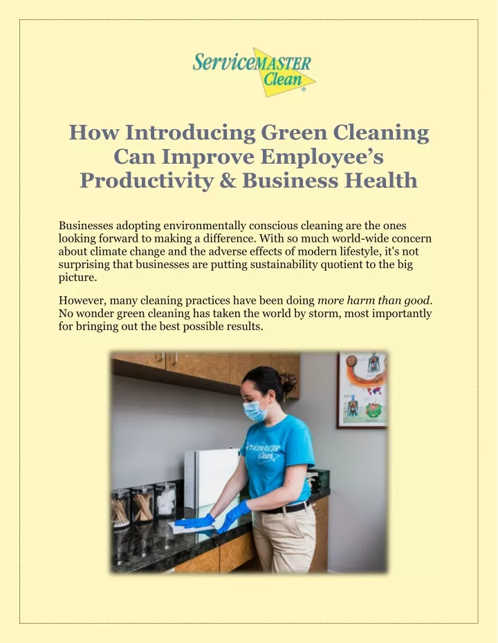 how introducing green cleaning can improve