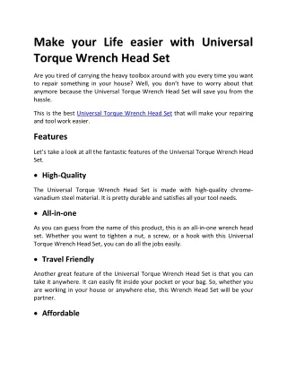 (autograbbag.com)  Make your Life easier with Universal Torque Wrench Head Set