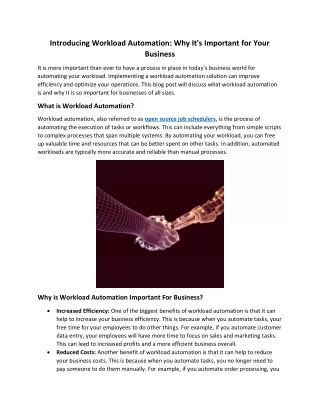 introducing workload automation