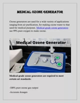 Medical ozone generator