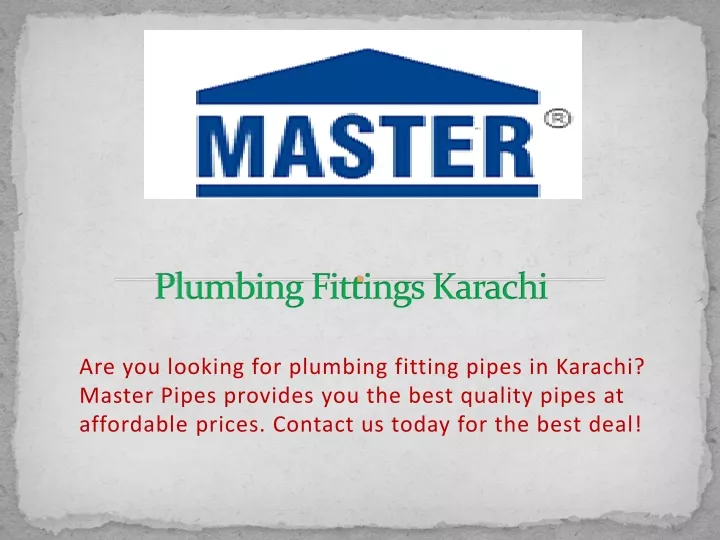 plumbing fittings karachi