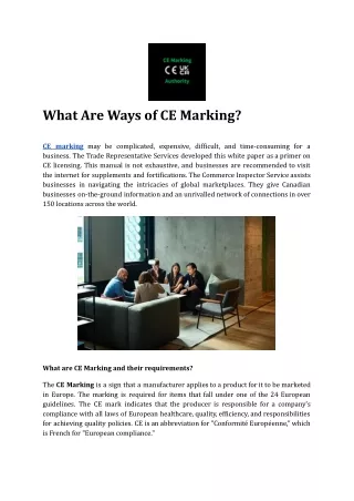 What Are Ways of CE Marking ?