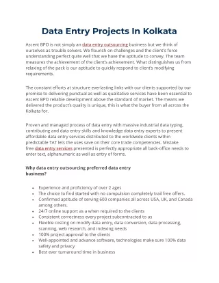 data entry projects in kolkata