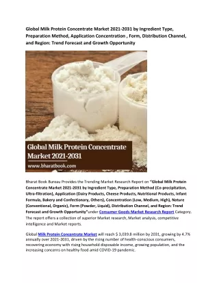 Global Milk Protein Concentrate Market 2021-2031