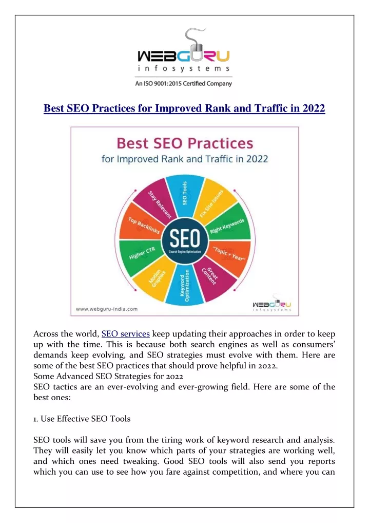 best seo practices for improved rank and traffic