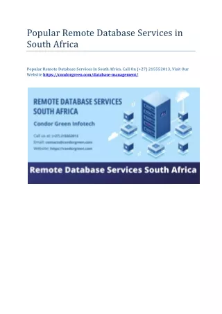 Popular Remote Database Services in South Africa