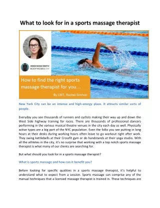 What to look for in a sports massage therapist