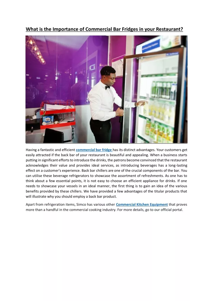 what is the importance of commercial bar fridges