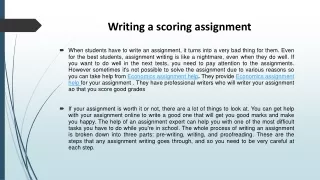 Writing a scoring assignment