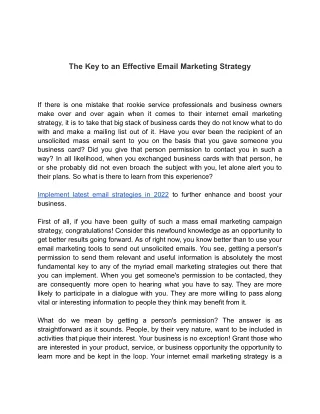 The key to an effective email strategy