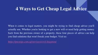 4 Ways to Get Cheap Legal Advice