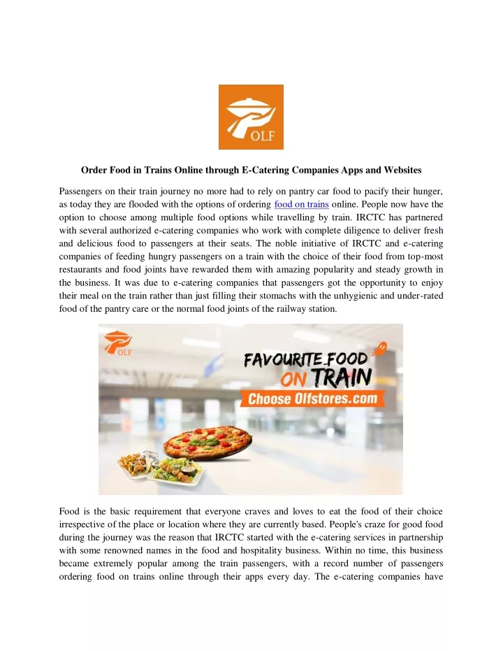 order food in trains online through e catering