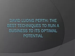 david luong perth the best techniques to run a business to its optimal potential