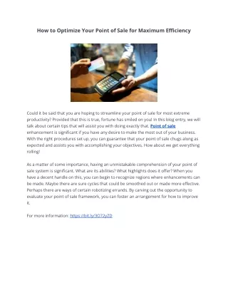 how to optimize your point of sale for maximum