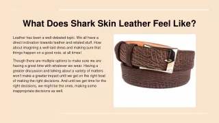 What Does Shark Skin Leather Feel Like_