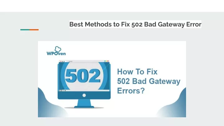best methods to fix 502 bad gateway error