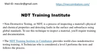 MEC- NDT Course Online In Coimbatore