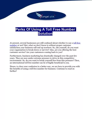 perks of using a toll free number solution