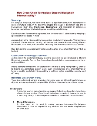 how cross chain technology support blockchain
