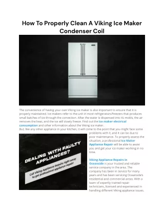 How To Properly Clean A Viking Ice Maker Condenser Coil