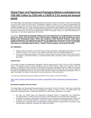 global paper and paperboard packaging market