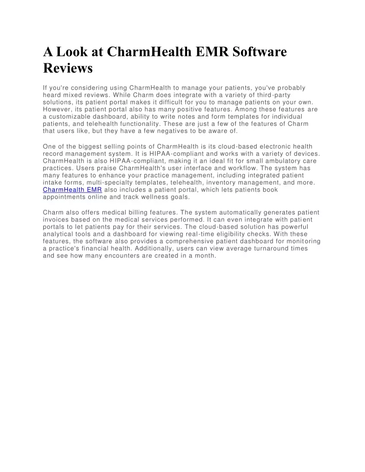 a look at charmhealth emr software reviews