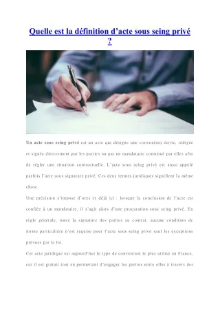 quelle est la d finition d acte sous seing priv