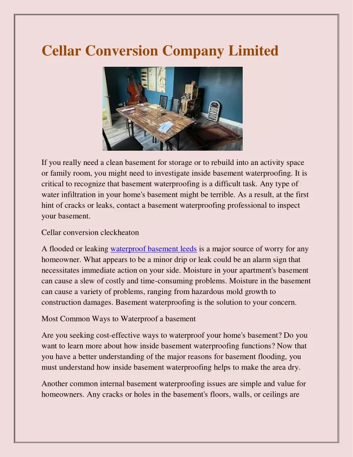 cellar conversion company limited