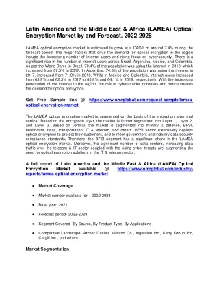 Latin America and the Middle East & Africa (LAMEA) Optical Encryption Market