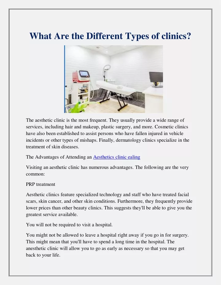 what are the different types of clinics