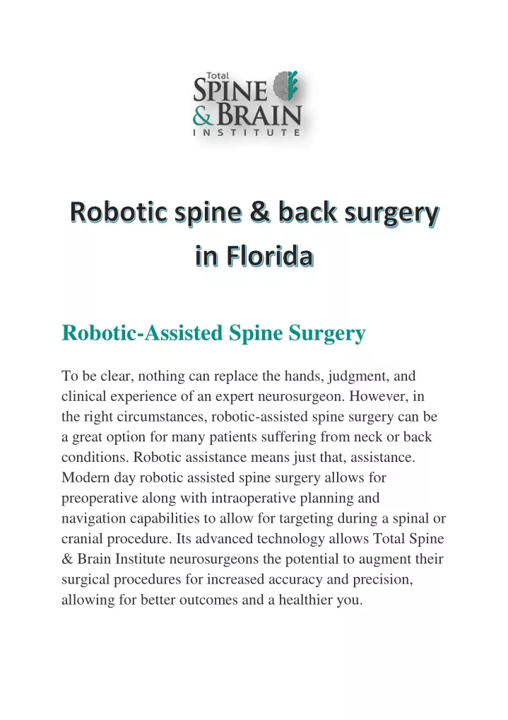 robotic assisted spine surgery