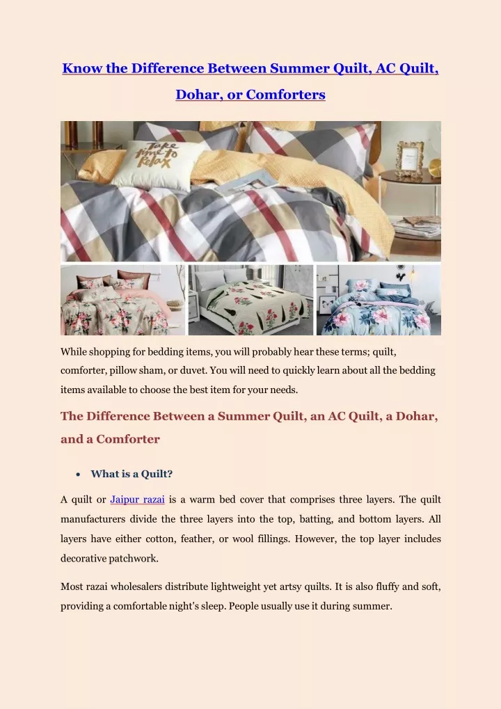 know the difference between summer quilt ac quilt