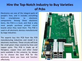 Hire the Top-Notch Industry to Buy Varieties of Pcbs