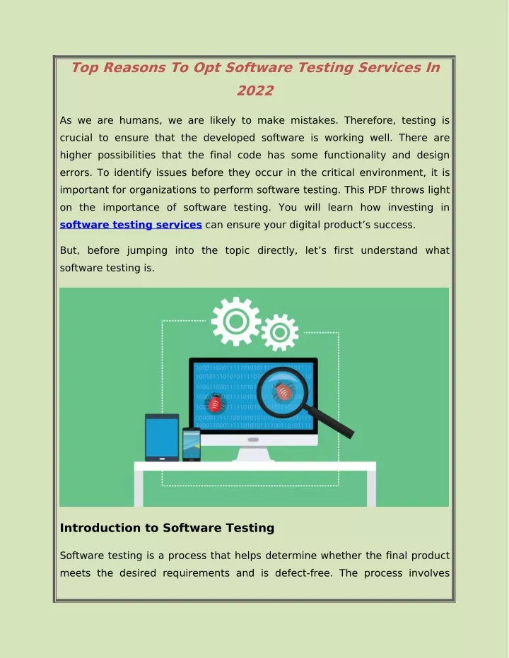 top reasons to opt software testing services in